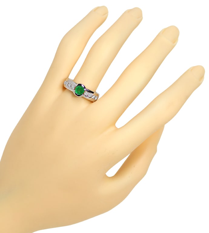 Foto 4 - Diamantenring Spitzen Smaragd und lupenreine Brillanten, S1347
