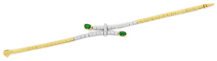 Foto 1 - Armband mit Spitzen Smaragden und Brillanten in Bicolor, S1929