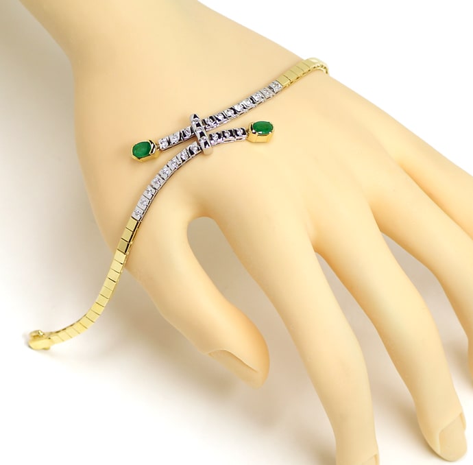 Foto 4 - Armband mit Spitzen Smaragden und Brillanten in Bicolor, S1929
