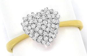 Foto 1 - Herzförmiger Diamant-Ring mit 52 Brillanten in 14K Gold, S3531