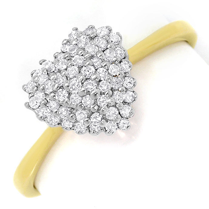 Foto 2 - Herzförmiger Diamant-Ring mit 52 Brillanten in 14K Gold, S3531