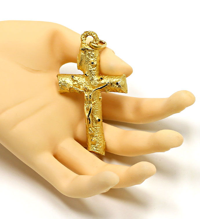 Foto 4 - Plastischer Kreuzanhänger mit Jesus massiv 18K Gelbgold, S9861